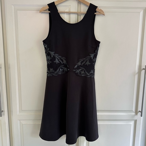 NWT S Mystree Black Faux Leather Embellished A-line Dress - Picture 2 of 6